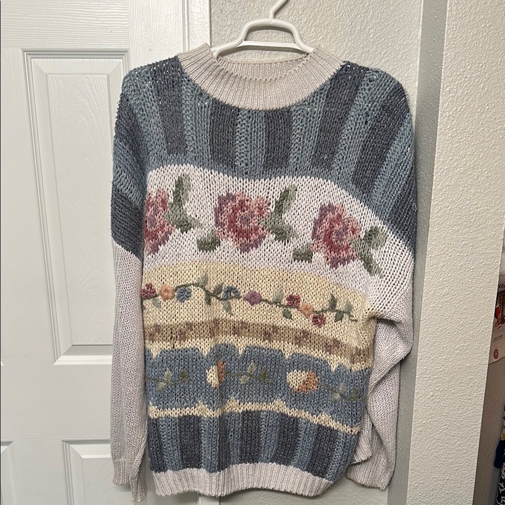 Vintage Floral Knit Sweater